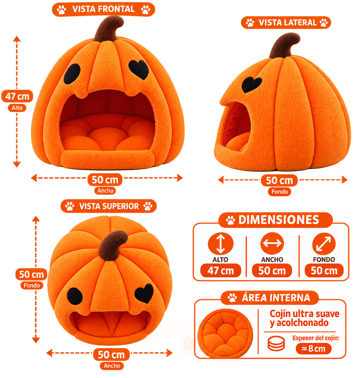 Camas para mascotas versión Calabaza